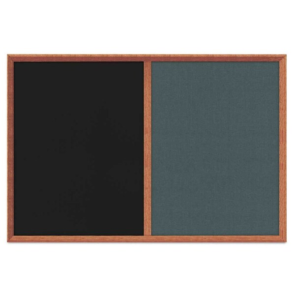 United Visual Products Enclosed Corkboard, 1 Door, 60"x36", 4" Fra, UV3424-SATIN-MEDGRY UV3424-SATIN-MEDGRY - main